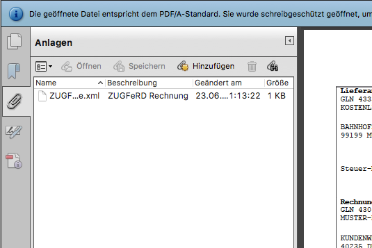 XML-Anhang an PDF-Rechnung